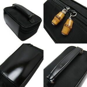Gucci Black Pouch Bag Multi Vanity Case Bamboo Leather